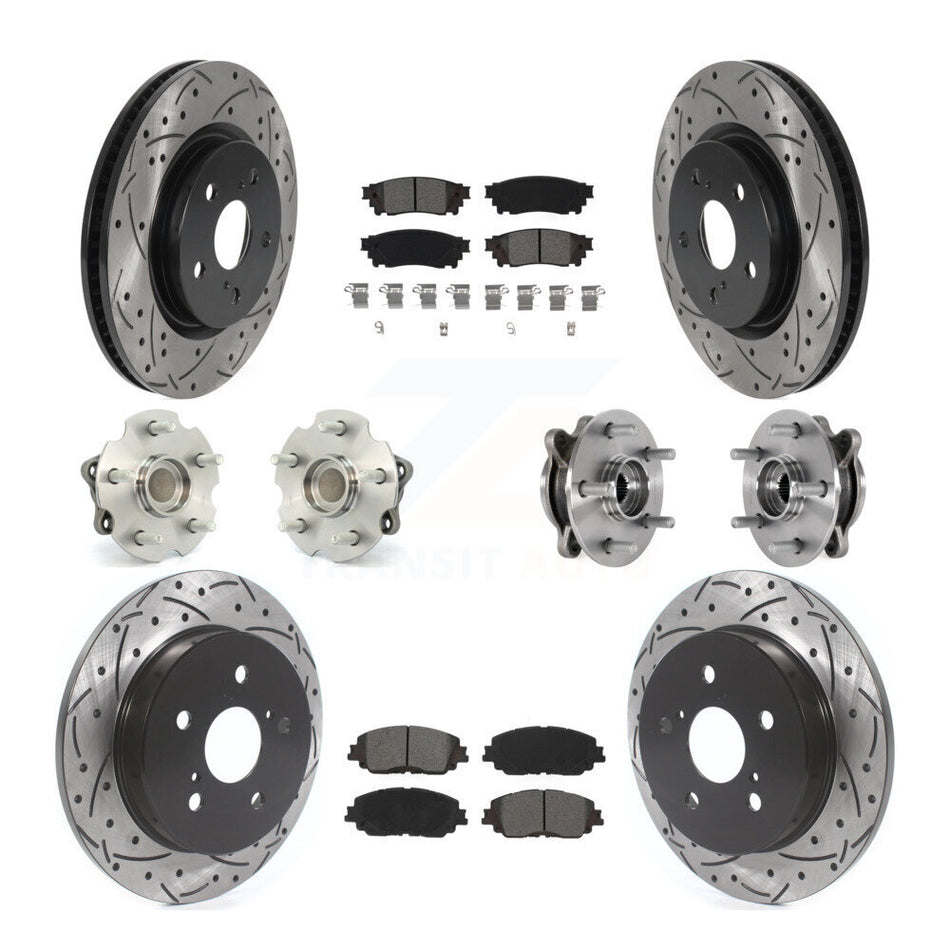 Front Rear Hub Bearings Coated Disc Brake Rotors And Pads Kit (10Pc) For Toyota RAV4 KBB-127086