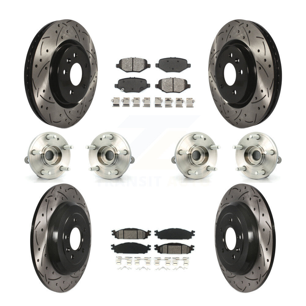 Front Rear Hub Bearings Coated Disc Brake Rotors And Pads Kit (10Pc) For Ford Explorer KBB-127090