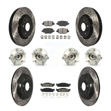 Front Rear Hub Bearings Coated Disc Brake Rotors And Pads Kit (10Pc) For Ford Explorer KBB-127090