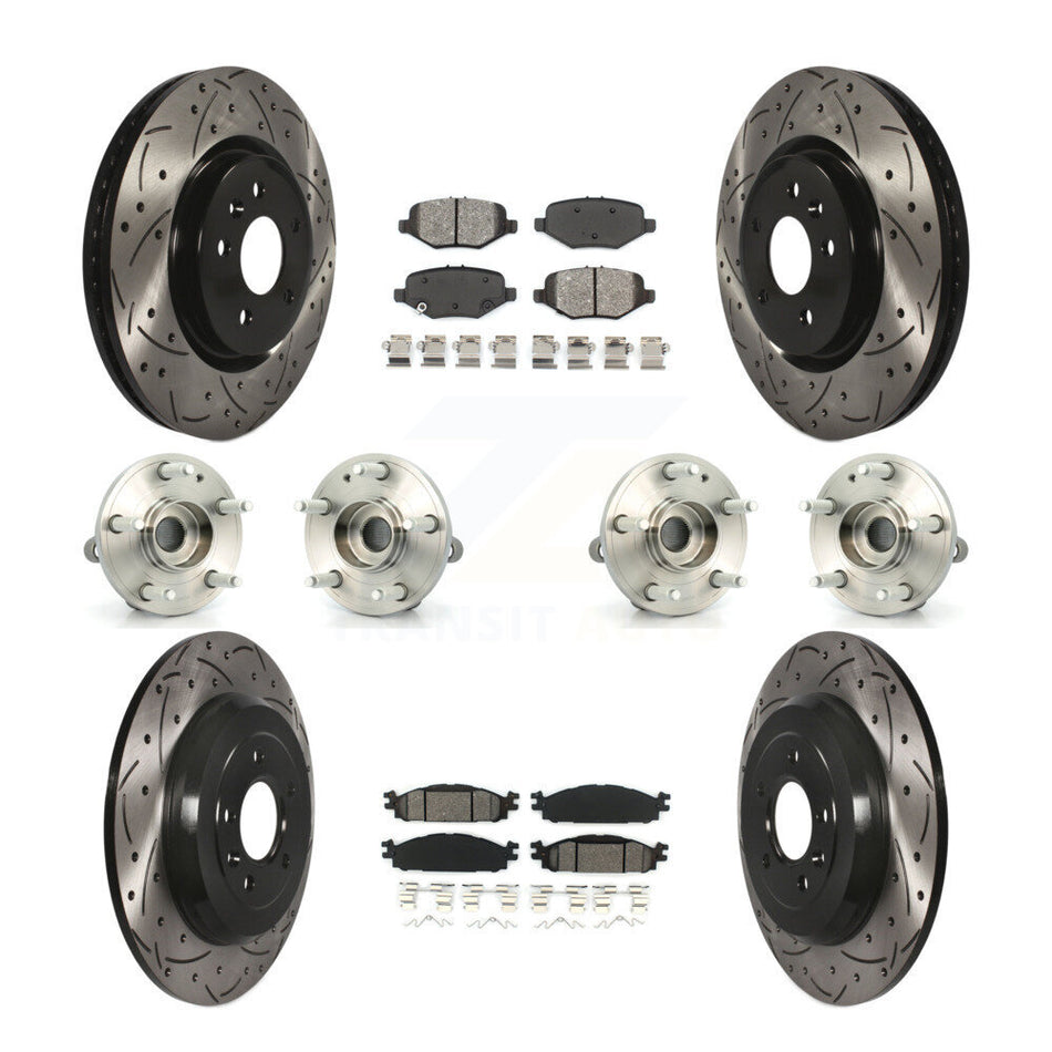 Front Rear Hub Bearings Coated Disc Brake Rotors And Pads Kit (10Pc) For Ford Explorer KBB-127090