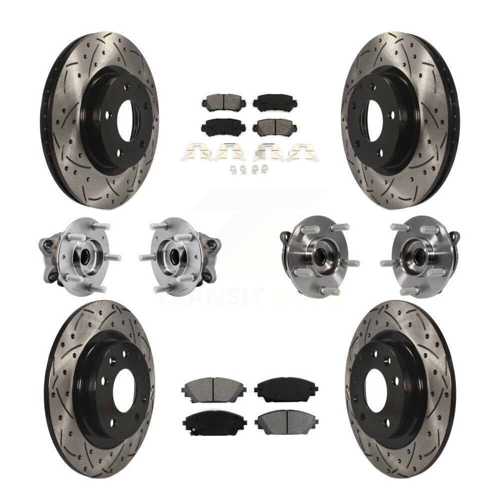Front Rear Hub Bearing Coated Brake Rotor And Pad Kit (10Pc) For 2016-2018 Mazda CX-3 AWD KBB-127091