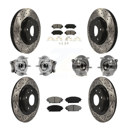 Front Rear Hub Bearing Coated Brake Rotor And Pad Kit (10Pc) For 2016-2018 Mazda CX-3 AWD KBB-127091