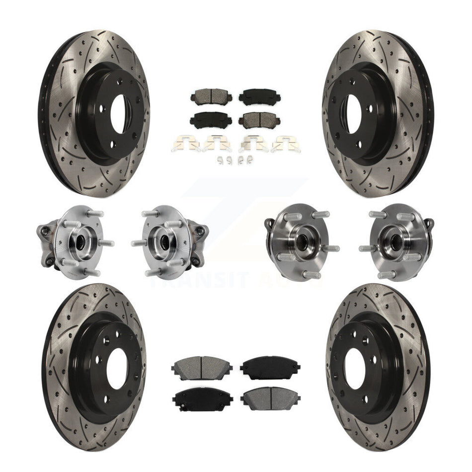 Front Rear Hub Bearing Coated Brake Rotor And Pad Kit (10Pc) For 2016-2018 Mazda CX-3 AWD KBB-127091