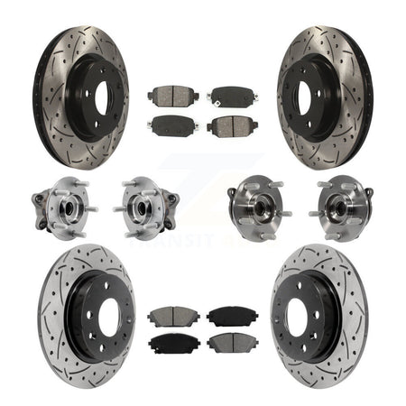 Front Rear Hub Bearing Coated Brake Rotor And Pad Kit (10Pc) For 2019-2021 Mazda CX-3 AWD KBB-127092