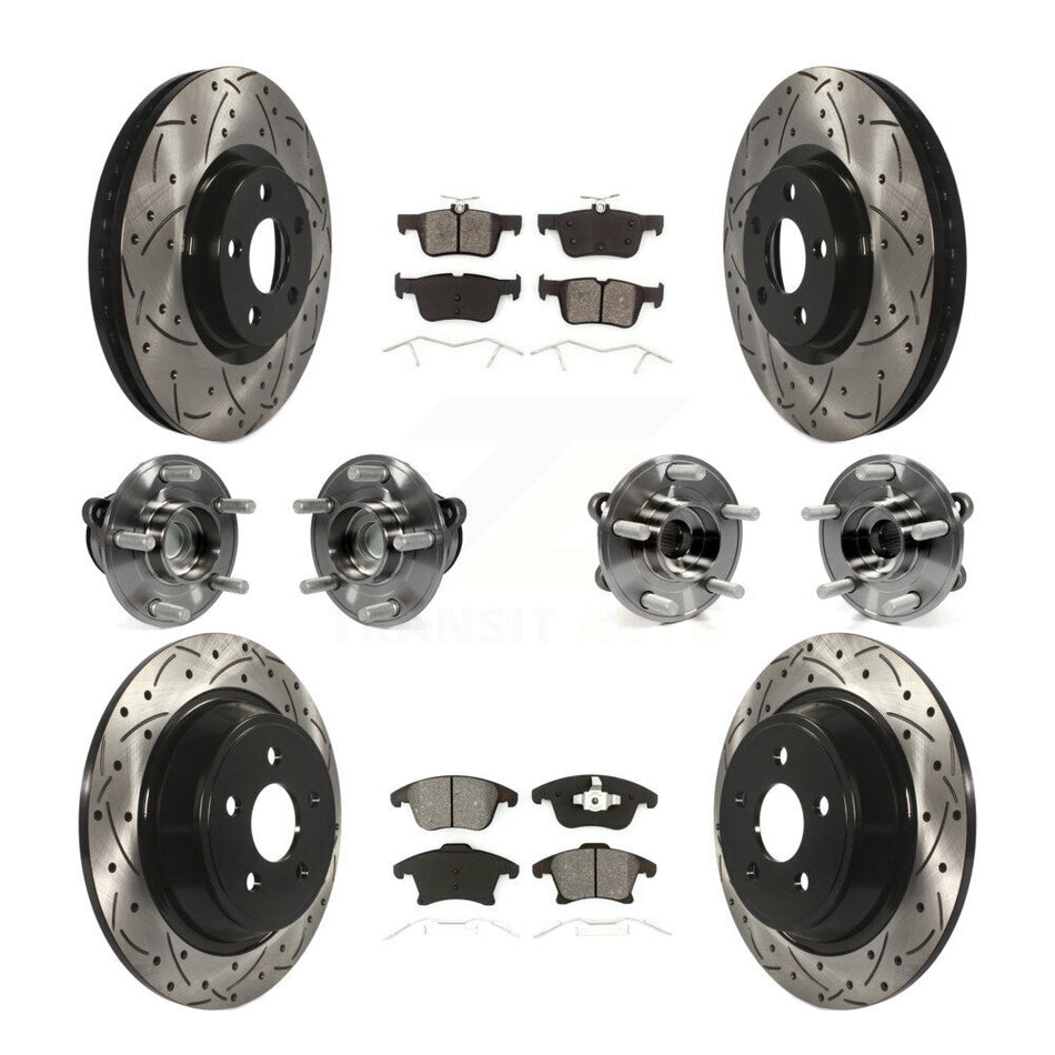 Front Rear Bearing Coat Brake Rotor Pads Kit (10Pc) For 2019-2020 Ford SSV Plug-In Hybrid KBB-127095