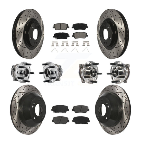 Front Rear Hub Bearing Coated Brake Rotor & Pads Kit (10Pc) For 2016-2020 Kia Sorento FWD KBB-127096
