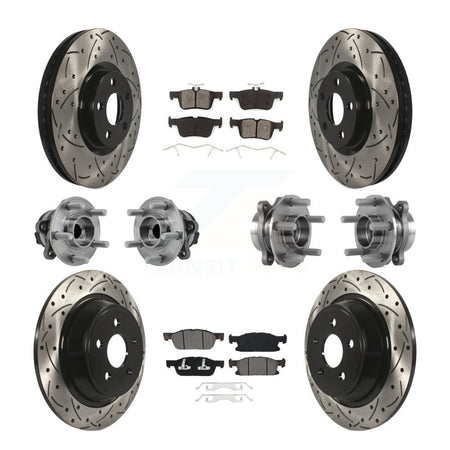 Front Rear Hub Bearing Coated Disc Brake Rotor Pad Kit (10Pc) For 2015-2018 Ford Edge FWD KBB-127098