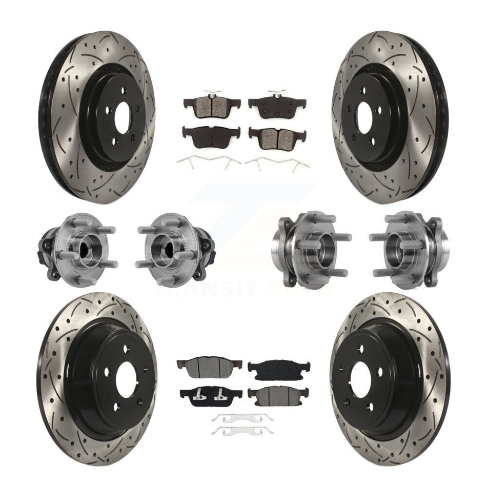 Front Rear Hub Bearing Coat Brake Rotor Pad Kit (10Pc) For Ford Edge Lincoln Nautilus MKX KBB-127099
