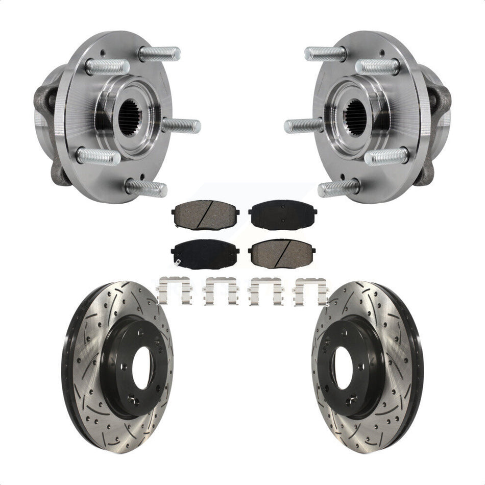 Front Hub Bearing Drilled Slot Brake Rotor Pad Kit For 17-19 Kia Soul Naturally Aspirated KBB-127103