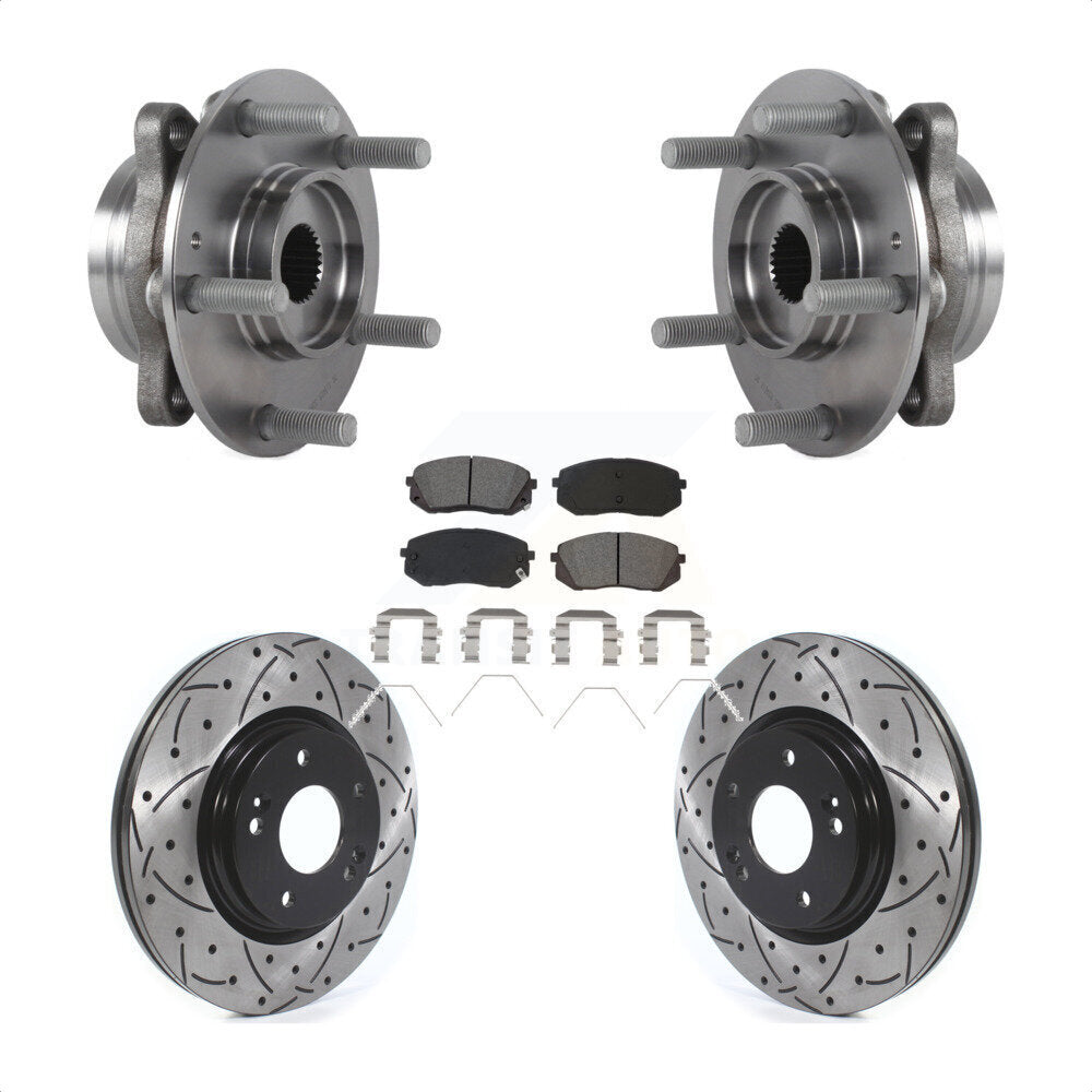 Front Hub Bearing Drill Slot Brake Rotor Pads Kit For Kia Forte Hyundai Elantra GT Forte5 KBB-127104