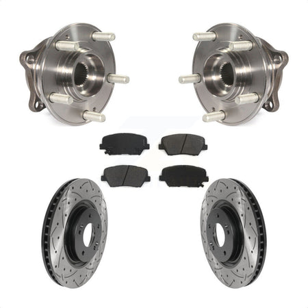 Front Hub Bearing Assembly Coated Drilled Slotted Brake Rotor & Pads Kit For Hyundai Nexo KBB-127106