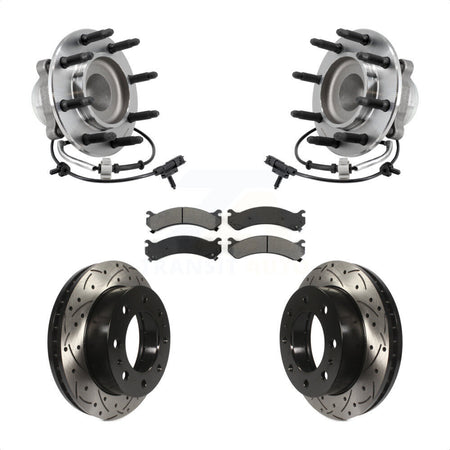 Front Hub Bearing Drilled Slot Brake Rotor Pads Kit For GMC Savana 2500 Chevrolet Express KBB-127108