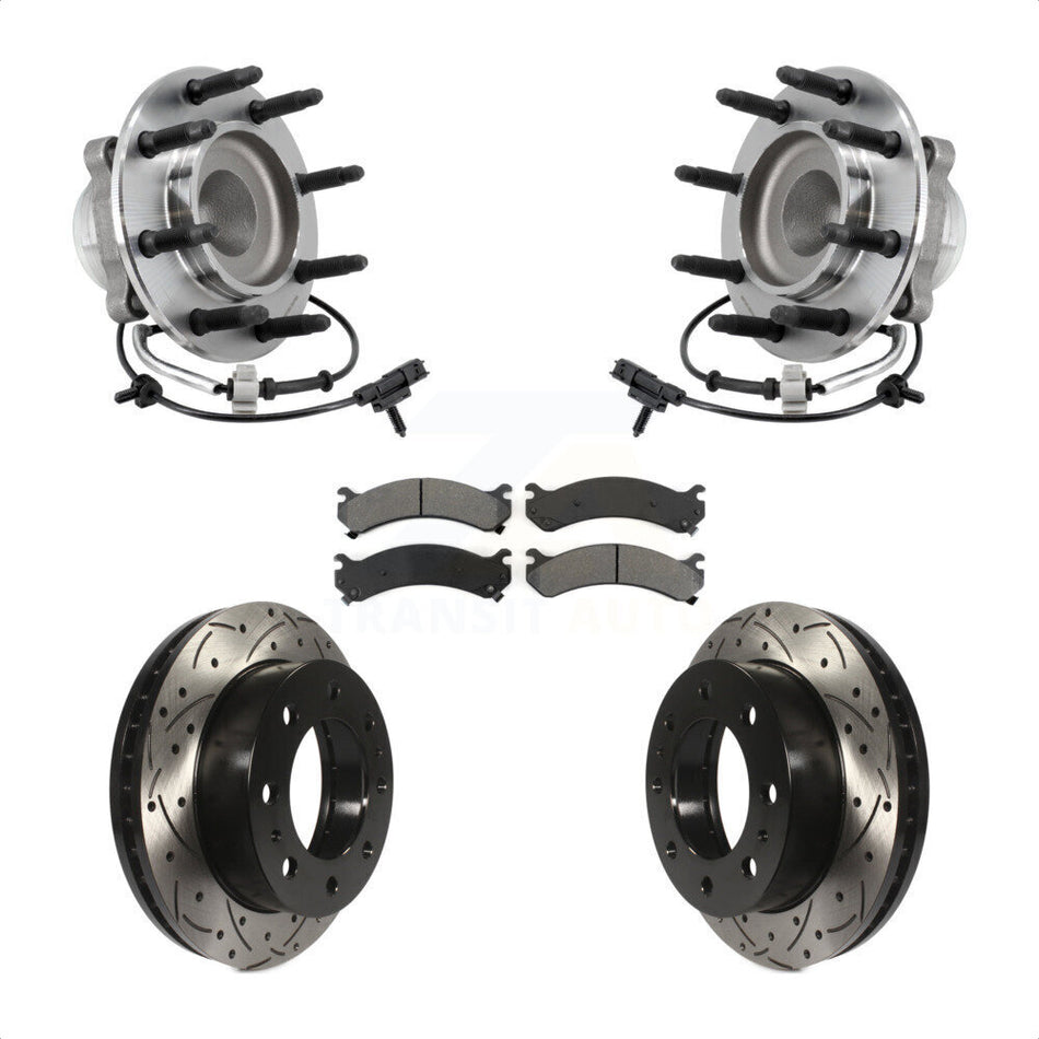 Front Hub Bearing Drilled Slot Brake Rotor Pads Kit For GMC Savana 2500 Chevrolet Express KBB-127108