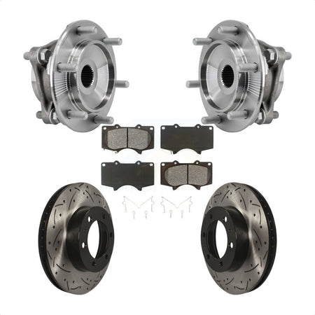 Front Hub Bearing Drill Slot Brake Rotor Pad Kit For Toyota Tacoma 4Runner FJ Cruiser 4WD KBB-127110