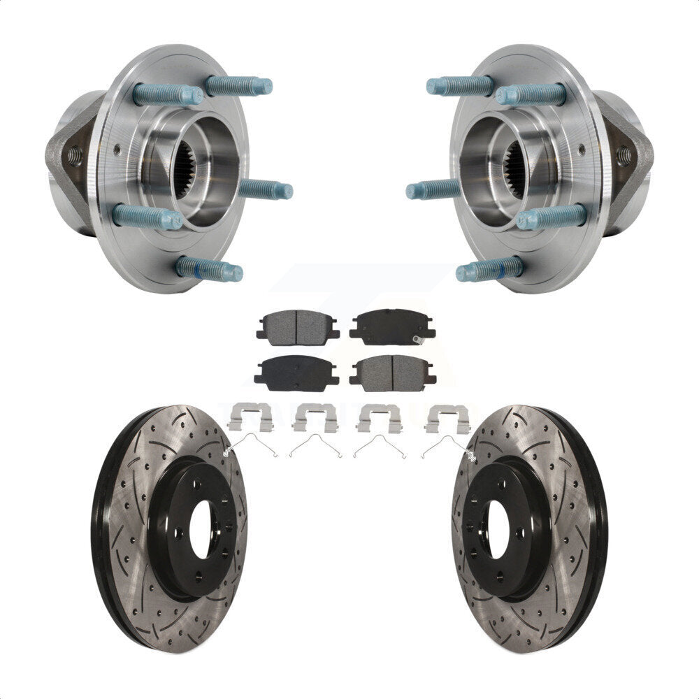 Front Hub Bearing Coated Drill Slot Brake Rotor Pad Kit For Chevrolet Equinox GMC Terrain KBB-127112