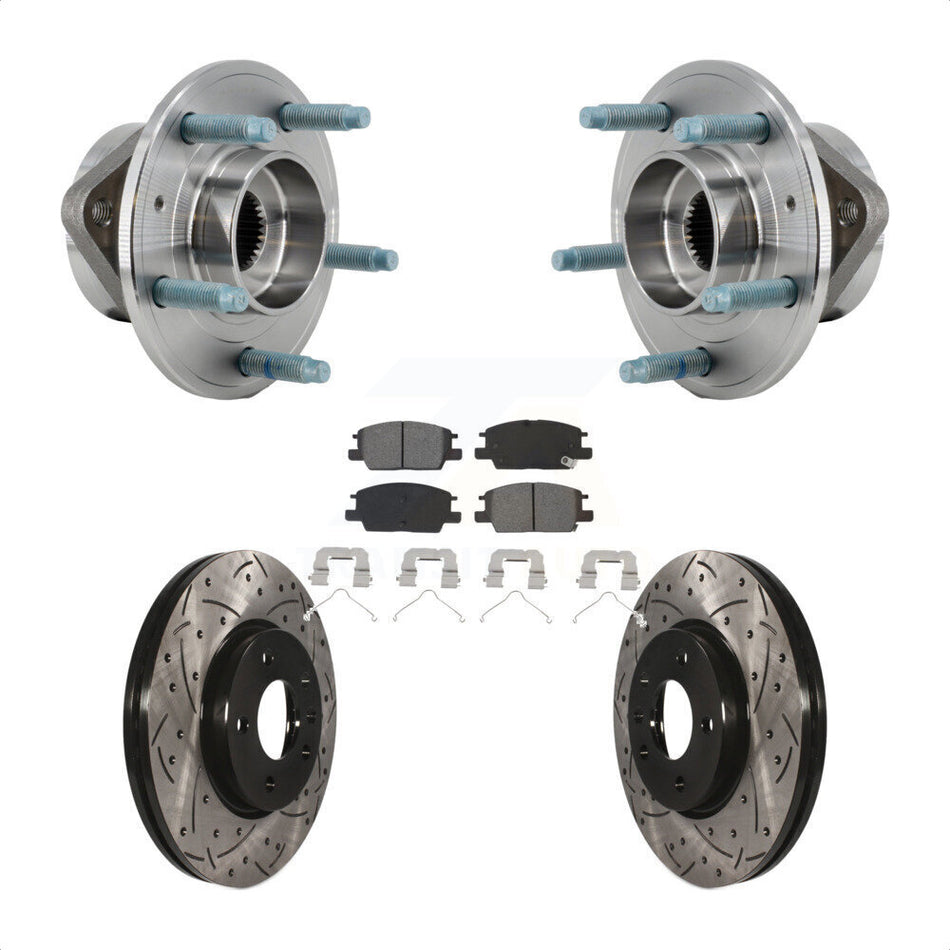 Front Hub Bearing Coated Drill Slot Brake Rotor Pad Kit For Chevrolet Equinox GMC Terrain KBB-127112