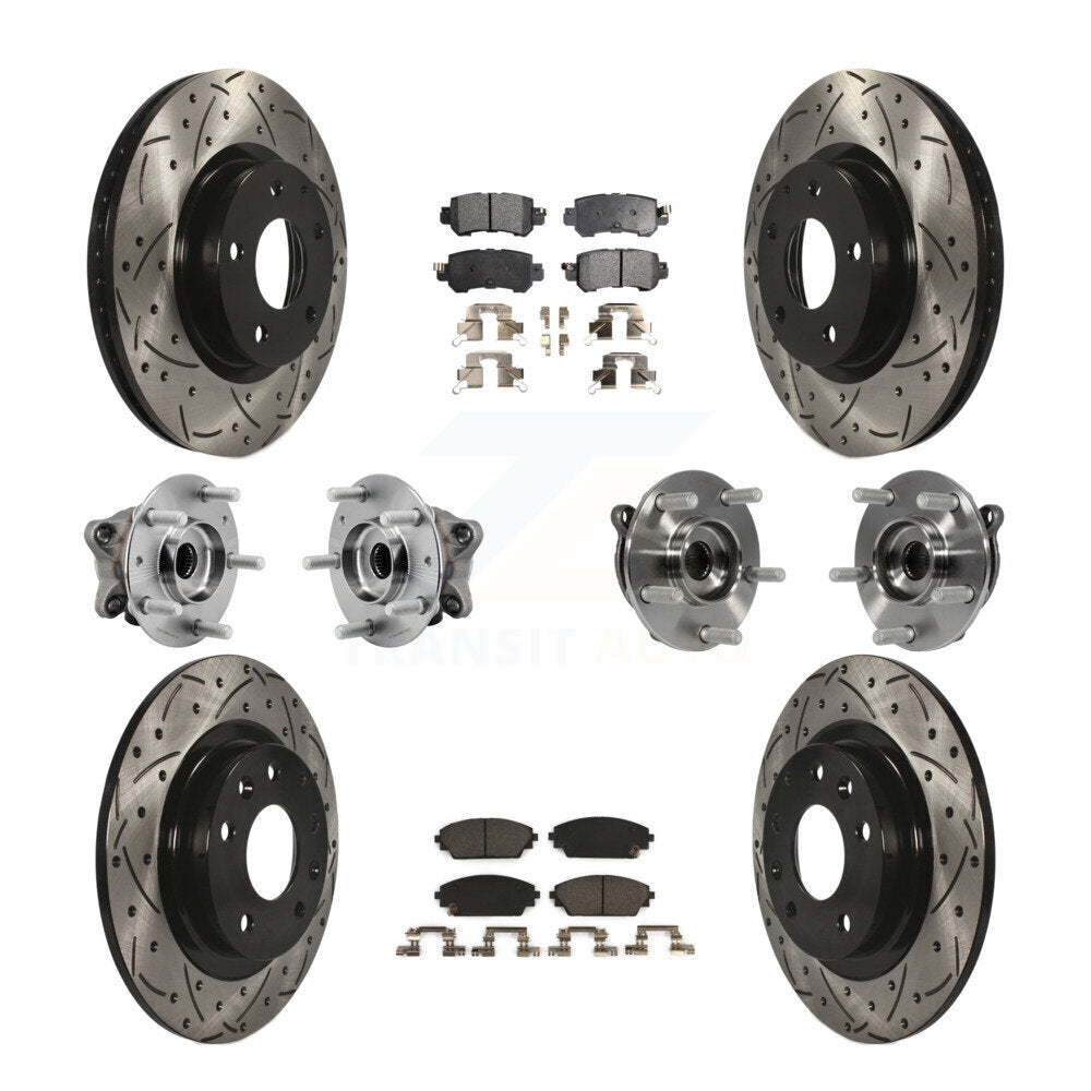 Front Rear Hub Bearing Coated Brake Rotor And Pad Kit (10Pc) For 2016-2018 Mazda CX-3 AWD KBB-127119