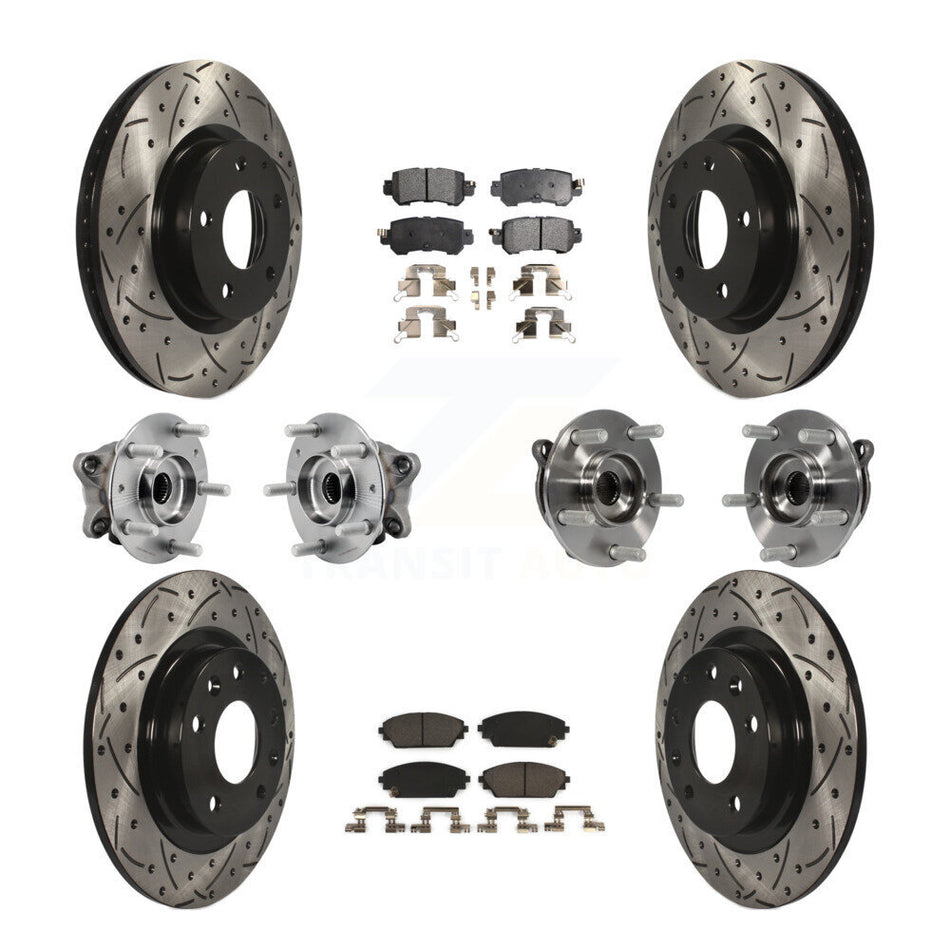 Front Rear Hub Bearing Coated Brake Rotor And Pad Kit (10Pc) For 2016-2018 Mazda CX-3 AWD KBB-127119