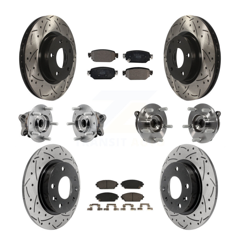 Front Rear Hub Bearing Coated Brake Rotor And Pad Kit (10Pc) For 2019-2021 Mazda CX-3 AWD KBB-127120