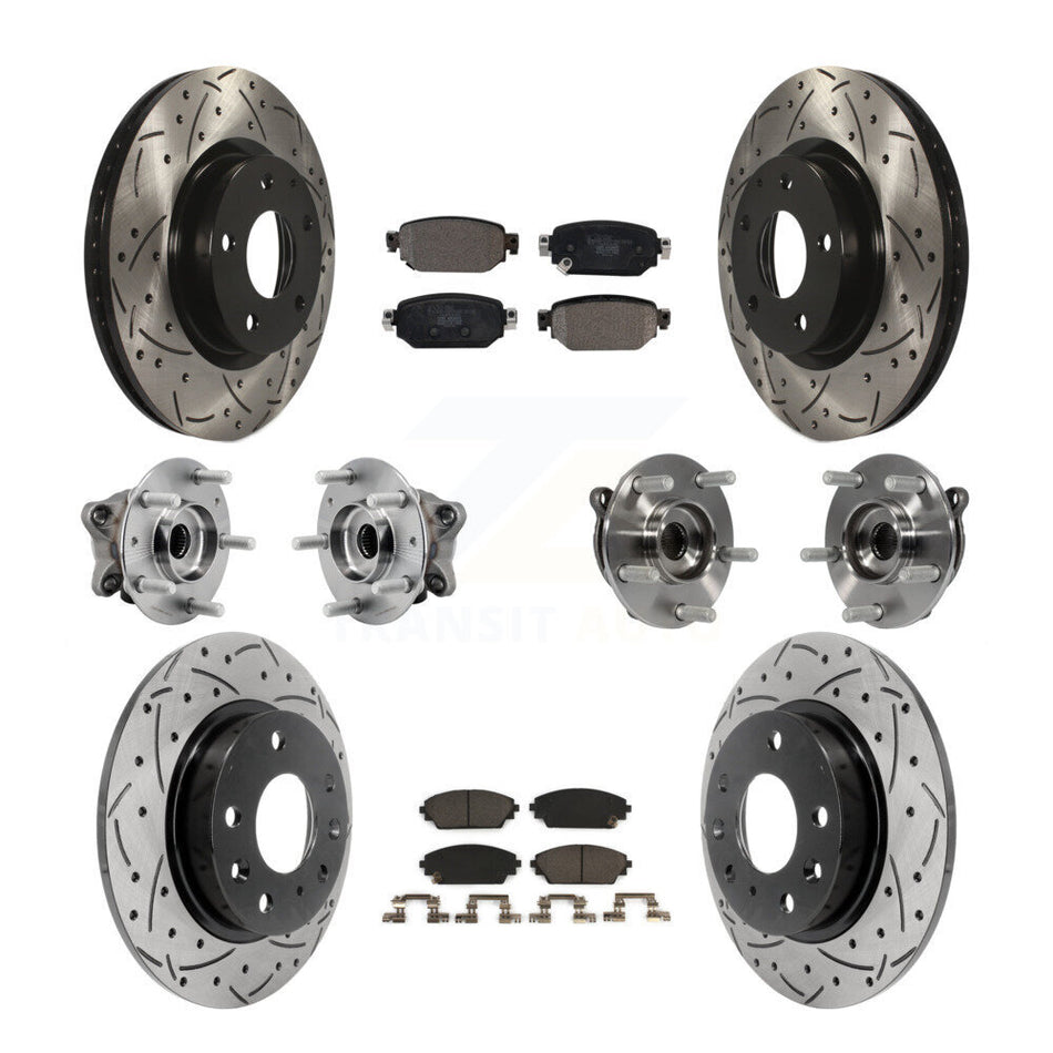 Front Rear Hub Bearing Coated Brake Rotor And Pad Kit (10Pc) For 2019-2021 Mazda CX-3 AWD KBB-127120