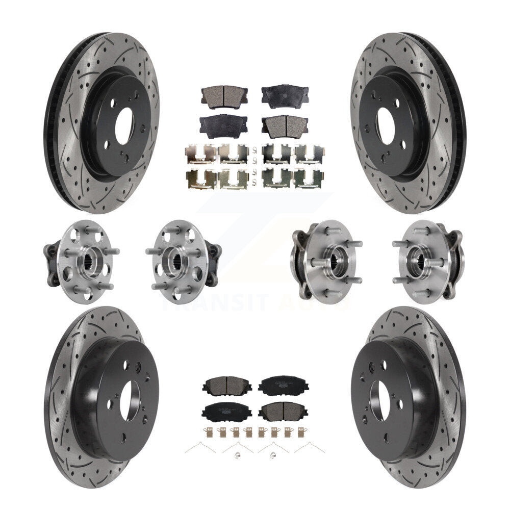 Front Rear Hub Bearings Coated Disc Brake Rotors And Pads Kit (10Pc) For Toyota Camry KBB-127121