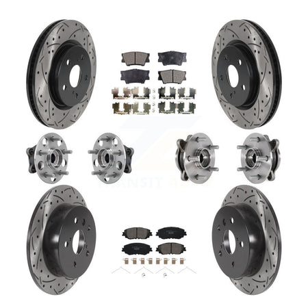 Front Rear Hub Bearings Coated Disc Brake Rotors And Pads Kit (10Pc) For Toyota Camry KBB-127121