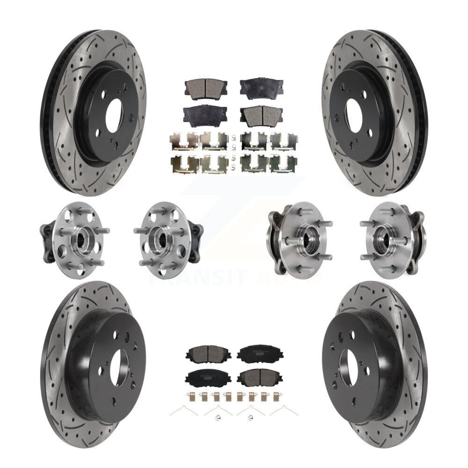 Front Rear Hub Bearings Coated Disc Brake Rotors And Pads Kit (10Pc) For Toyota Camry KBB-127121