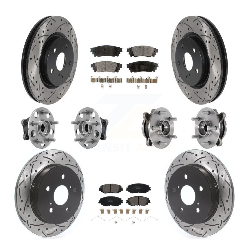 Front Rear Hub Bearing Coated Brake Rotor And Pad Kit (10Pc) For Toyota Camry Lexus ES250 KBB-127123