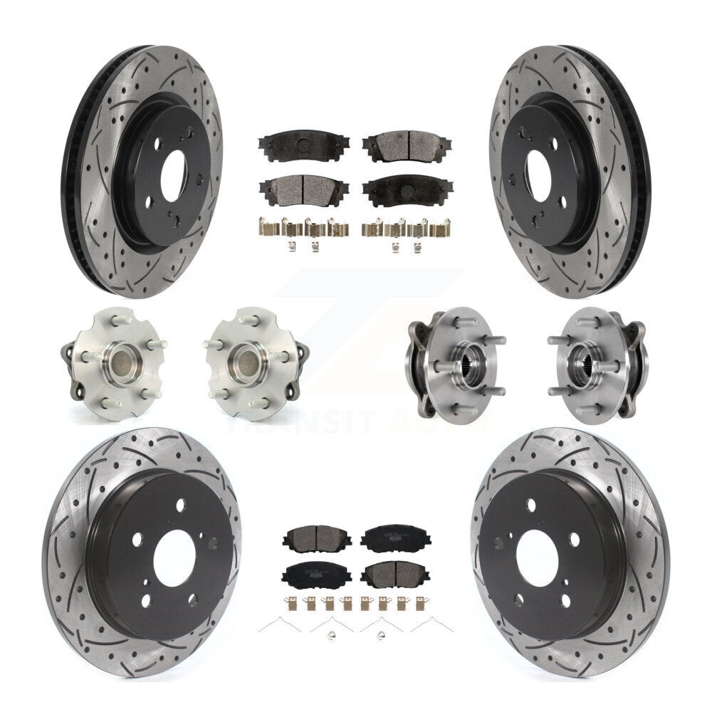 Front Rear Hub Bearing Coated Disc Brake Rotor And Ceramic Pad Kit (10Pc) For Toyota RAV4 KBB-127124