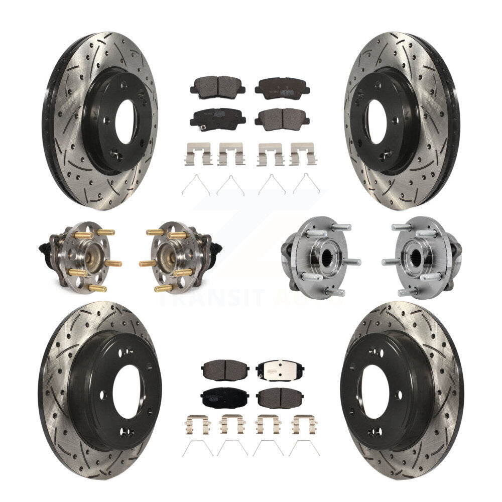 Front Rear Hub Bearing Coated Brake Rotor Pad Kit (10Pc) For Kia Soul Naturally Aspirated KBB-127131