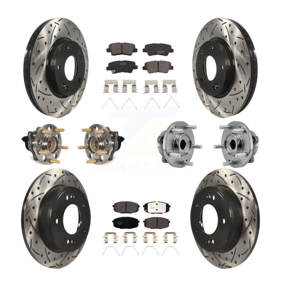 Front Rear Hub Bearing Coated Brake Rotor Pad Kit (10Pc) For Kia Soul Naturally Aspirated KBB-127131
