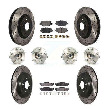 Front Rear Hub Bearings Coated Disc Brake Rotors And Pads Kit (10Pc) For Ford Explorer KBB-127134