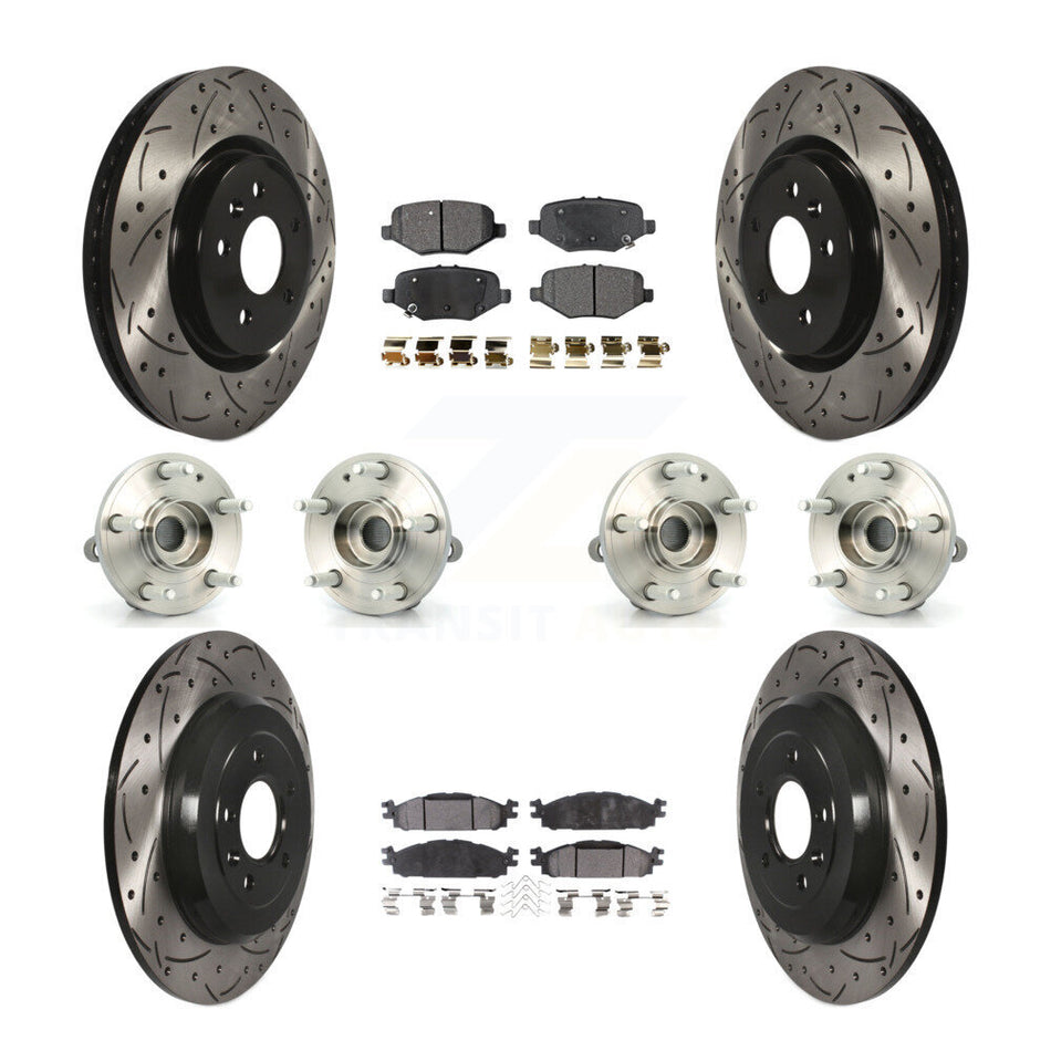 Front Rear Hub Bearings Coated Disc Brake Rotors And Pads Kit (10Pc) For Ford Explorer KBB-127134