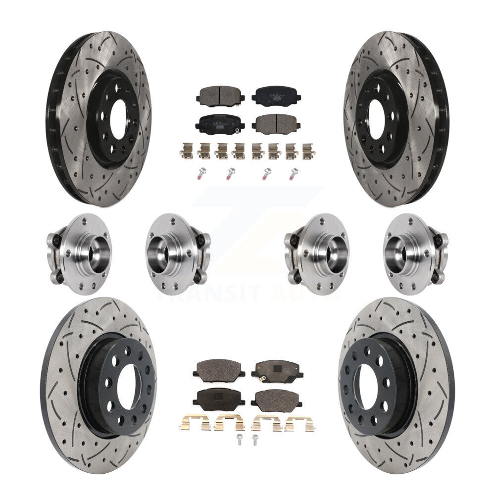 Front Rear Hub Bearing Coated Disc Brake Rotor Pad Kit (10Pc) For Jeep Renegade Fiat 500X KBB-127138