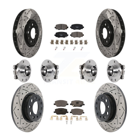 Front Rear Hub Bearing Coated Disc Brake Rotor Pad Kit (10Pc) For Jeep Renegade Fiat 500X KBB-127138