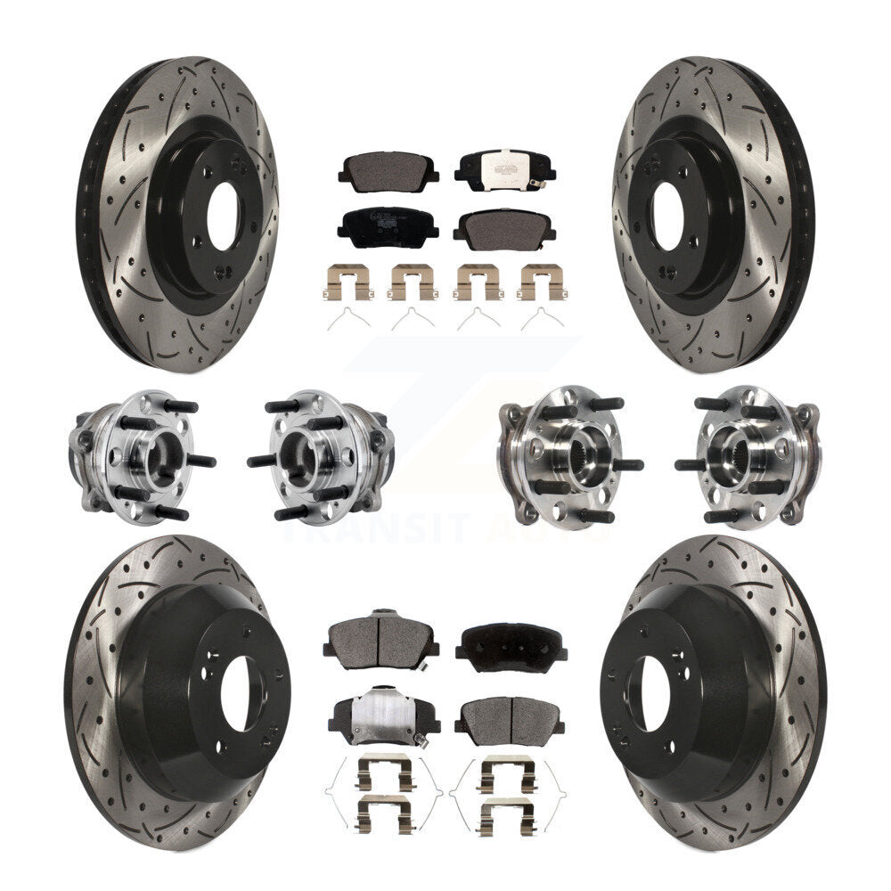 Front Rear Hub Bearing Coated Brake Rotor & Pads Kit (10Pc) For 2016-2020 Kia Sorento FWD KBB-127144