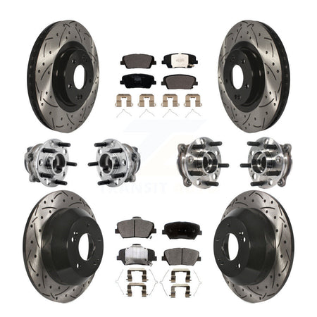 Front Rear Hub Bearing Coated Brake Rotor & Pads Kit (10Pc) For 2016-2020 Kia Sorento FWD KBB-127144