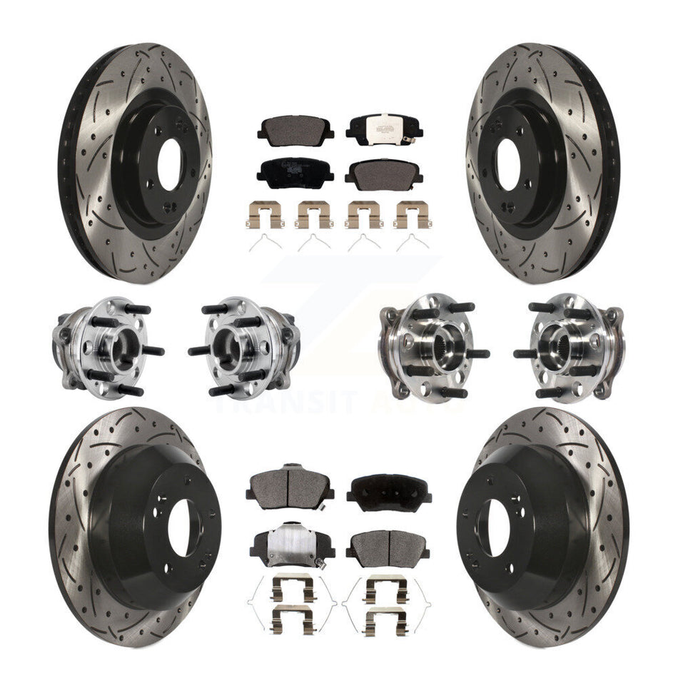 Front Rear Hub Bearing Coated Brake Rotor & Pads Kit (10Pc) For 2016-2020 Kia Sorento FWD KBB-127144