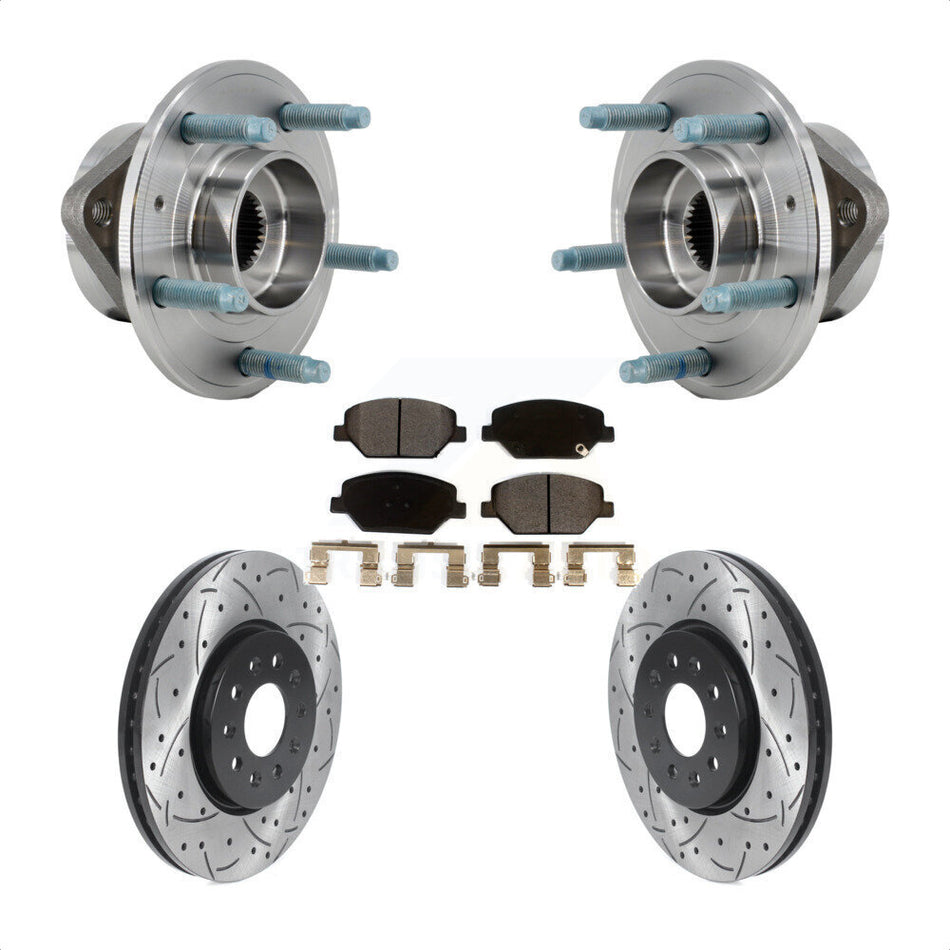Front Hub Bearing Coated Drill Slot Brake Rotor Pad Kit For Chevrolet Equinox GMC Terrain KBB-127147