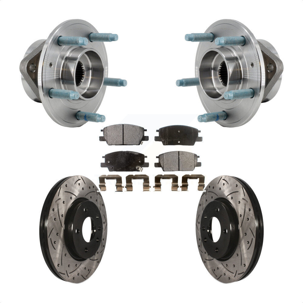 Front Hub Bearing Coated Drill Slot Brake Rotor Pad Kit For Chevrolet Equinox GMC Terrain KBB-127148