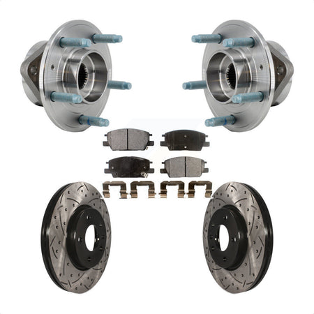 Front Hub Bearing Coated Drill Slot Brake Rotor Pad Kit For Chevrolet Equinox GMC Terrain KBB-127148