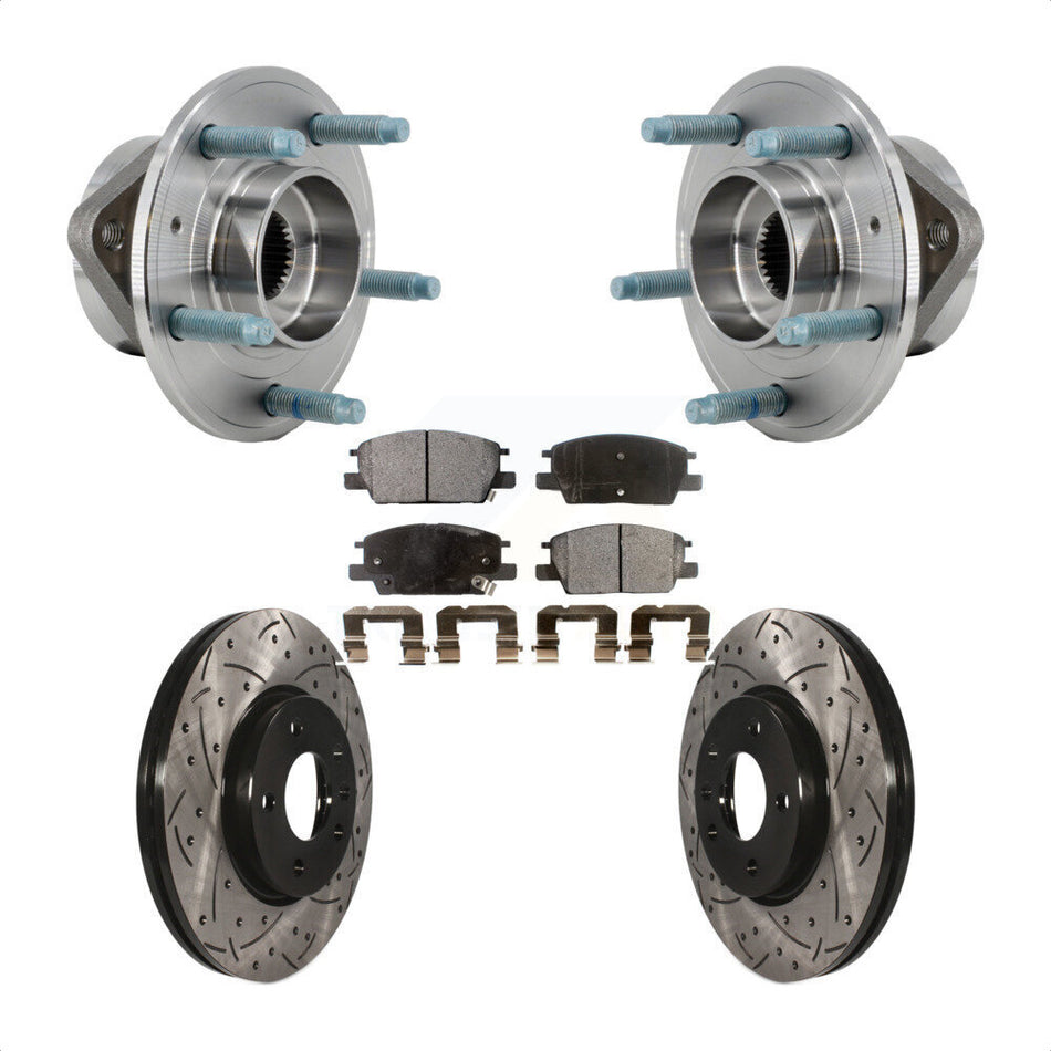 Front Hub Bearing Coated Drill Slot Brake Rotor Pad Kit For Chevrolet Equinox GMC Terrain KBB-127148
