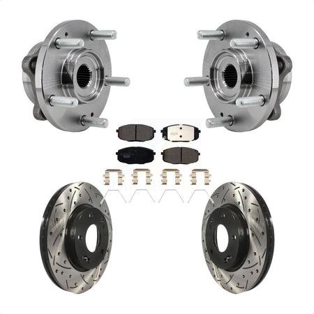 Front Hub Bearing Drilled Slot Brake Rotor Pad Kit For 17-19 Kia Soul Naturally Aspirated KBB-127150