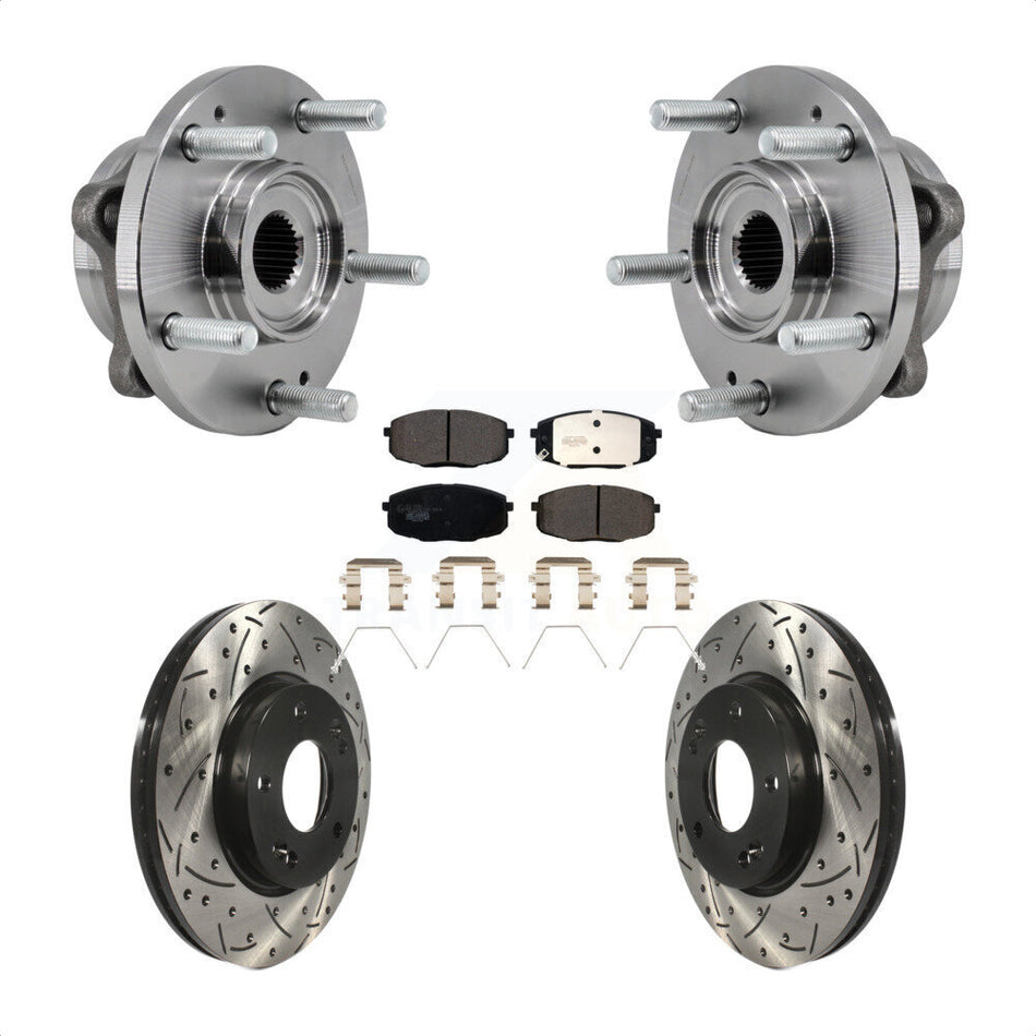 Front Hub Bearing Drilled Slot Brake Rotor Pad Kit For 17-19 Kia Soul Naturally Aspirated KBB-127150