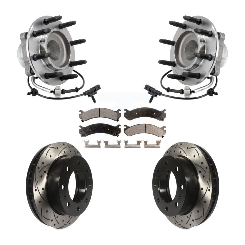 Front Hub Bearing Drilled Slot Brake Rotor Pads Kit For GMC Savana 2500 Chevrolet Express KBB-127154