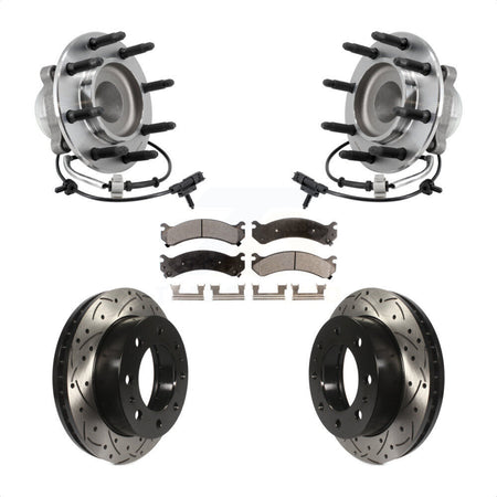 Front Hub Bearing Drilled Slot Brake Rotor Pads Kit For GMC Savana 2500 Chevrolet Express KBB-127154