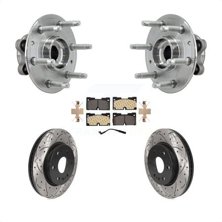 Front Hub Bearing Drill Slot Brake Rotor Pads Kit For Chevrolet GMC Silverado 1500 Sierra KBB-127160