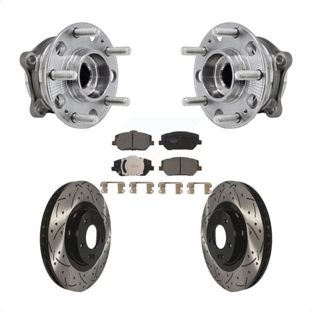Front Hub Bearing Assembly Drill Slot Brake Rotor Pads Kit For 2019-2020 Hyundai Santa Fe KBB-127161