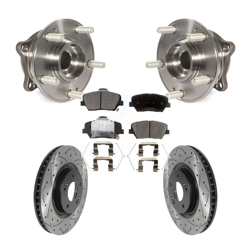 Front Hub Bearing Assembly Coated Drilled Slotted Brake Rotor & Pads Kit For Hyundai Nexo KBB-127162