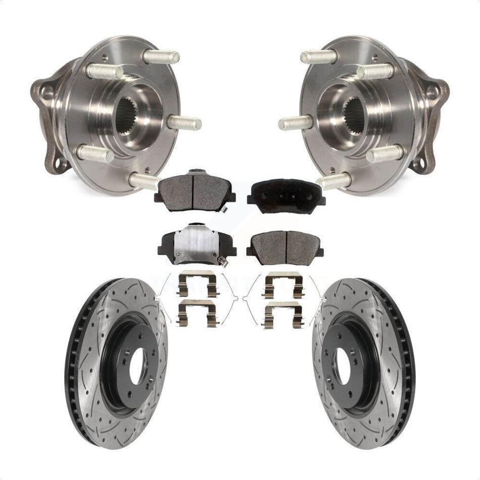 Front Hub Bearing Assembly Coated Drilled Slotted Brake Rotor & Pads Kit For Hyundai Nexo KBB-127162